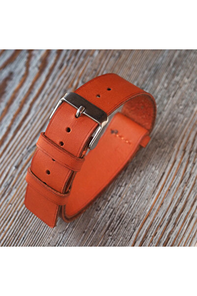 Ventum حرفة 18 ملم نموذج الناتو برتقالي، حبل مصنوع يدويًا من الجلد الطبيعي