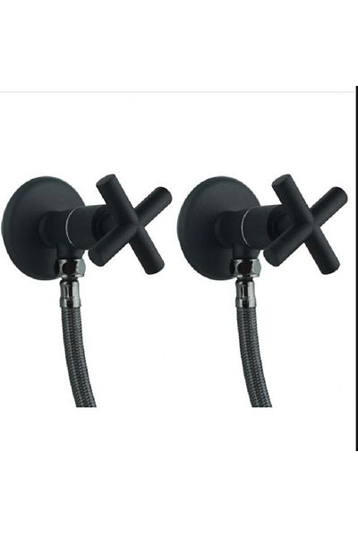 İSAOĞLU YAPI Black Bidet Tap Complete Set Including Black Hoses Black Bidet Faucets