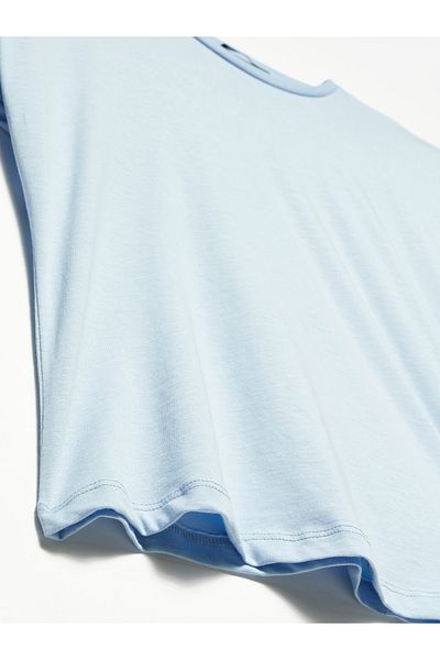 Dilvin 3541 Tricou cu gât crew cu umeri căptușiți-albastru