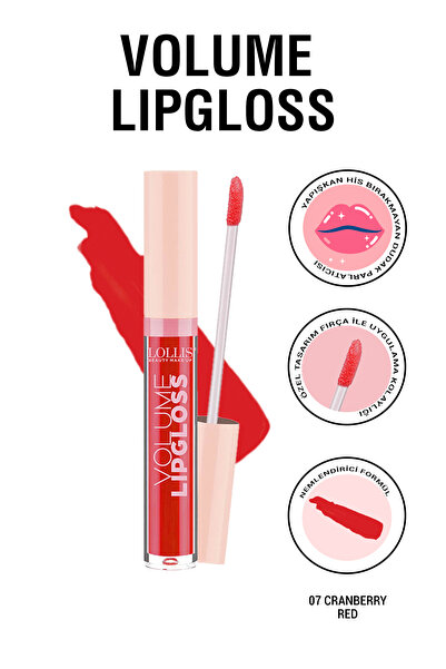 Lollis Volume Lipgloss 07 Cranberry Red / Dudak Parlatıcı 07 Cranberry Red