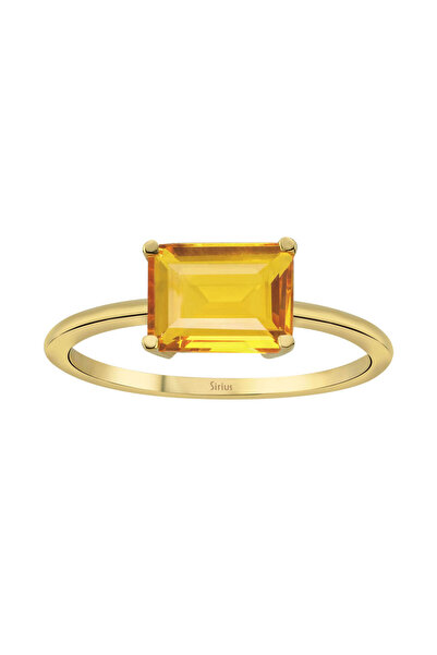 Sirius Pırlanta Oktagon Kesim Sitrin Taşlı Tektaş Yüzük