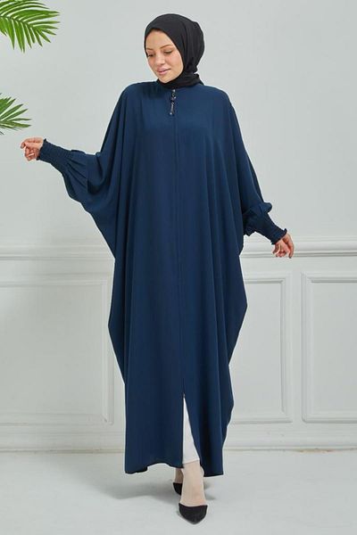 ASİLNUR Νυχτερίδα μανίκι Ferace με φερμουάρ Navy Blue