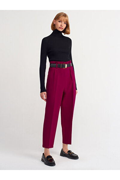 Dilvin 70670 Παντελόνι με ζώνη και ψηλή μέση - φούξια