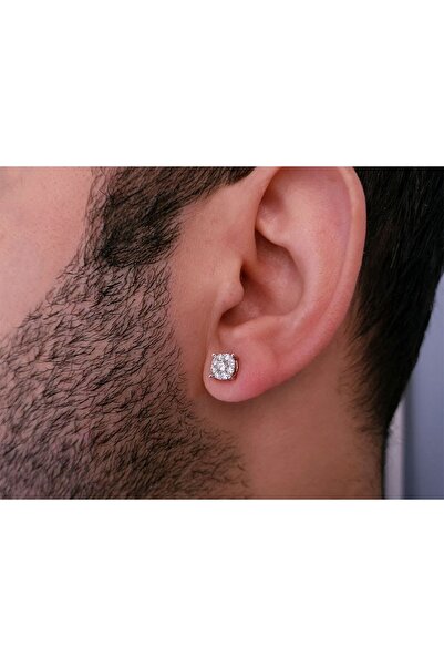 Sirius Pırlanta F Renk 1,50 Karat Tektaş Görünümlü Pırlanta Erkek Küpesi