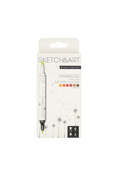 Bruno Visconti Sketch&art Double Sided Marker Pen 6 Colors-autumn
