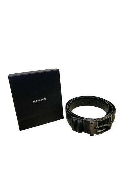 Sarar Navy Blue Black 100% Leather Double Sided Belt 2002