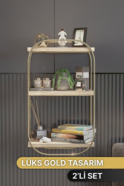 Bino Duvar Raf 2Lİ Set Duvar Rafı Oval Raf Yatak Odası Komodin 2Li Berjer Set...