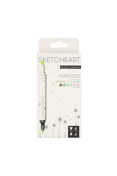 Bruno Visconti Sketch&art Double Sided Marker Pen 6 Colors-spring