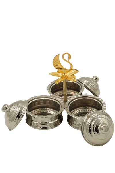ANTEPSEPETİ Silver Plated 3-Piece Copper Spice Rack