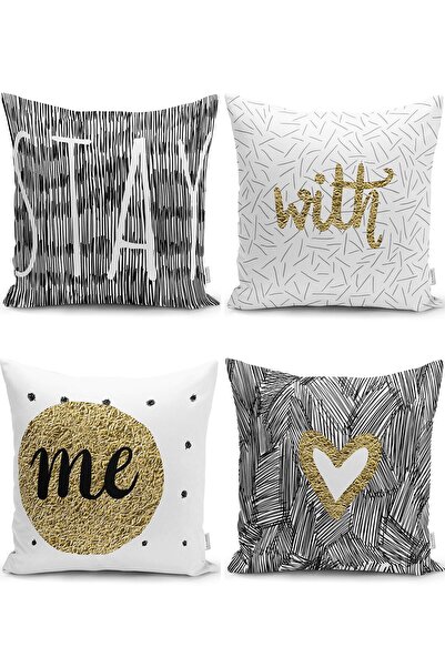Nish & Royal Modern Pillow and Pillow Cover Set with Gold Detail on Colorful ...
