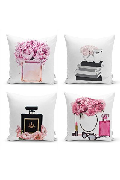 Nish & Royal 4-Piece Perfume Patterned Combination Throw Pillow Cover