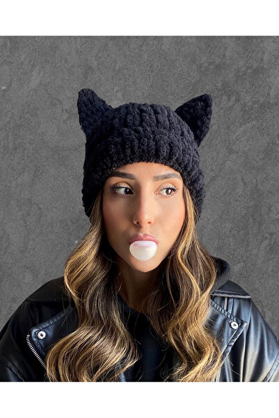 ALARA REYHAN Kedi Kulaklı Pofuduk Bere Handmade Hediyelik