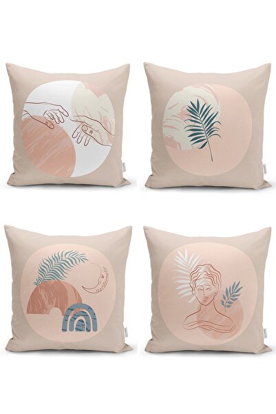 Nish & Royal 4-Piece Special Design Digital Printed Modern Pillow Throw Pillo...