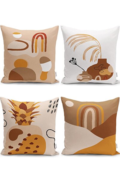 Nish & Royal Modern Pillow and Cushion Cover Set with Onedraw Drawing Leaf Pa...