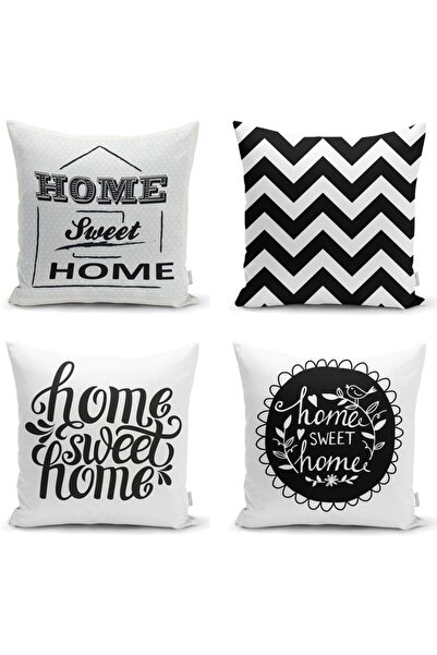 Nish & Royal Crna pozadina Home Sweet set od 4 jastučnica