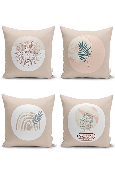 Nish & Royal Set of 4 Bohemian Designed Digital Printed Decorative Pillow and...