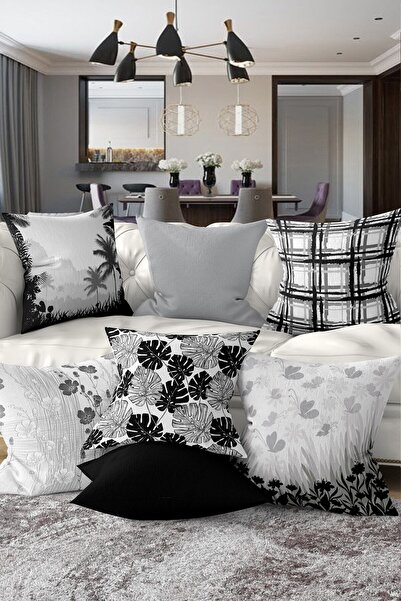 Nish & Royal Set de 7 huse de pernă cu design special imprimat digital gri
