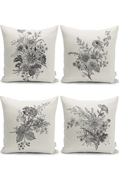 Nish & Royal Modern Pillow and Cushion Cover Set with Leaf Pattern on Colorfu...
