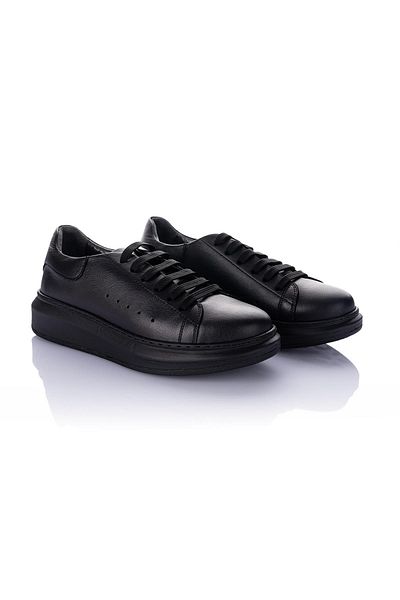 Getcho Tuvas Women's Genuine Leather Black Casual Shoes