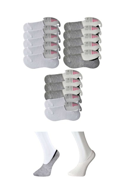 TREND Gray and White Women's Ballerina Socks 15 Pairs