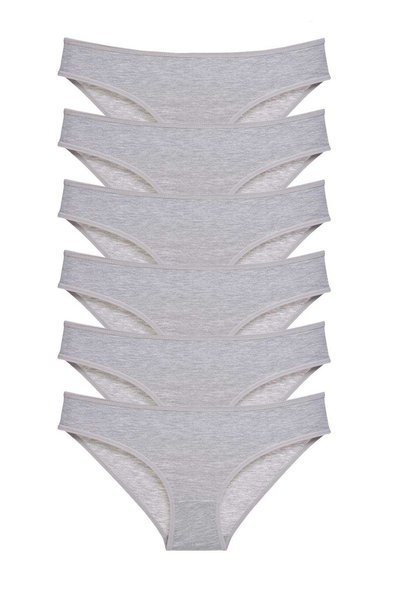 TREND 6 Pieces Super Eco Set Lycra Women's Slip Panties Gray