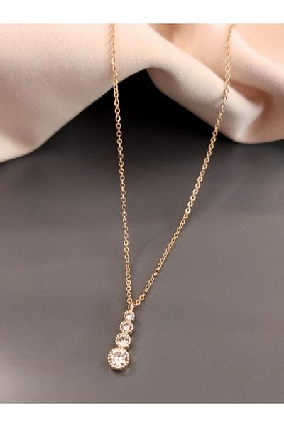 TÜKKAN ACCESSORİES GOLD 4 SIZE ZIRCON STONE NECKLACE-SLEEVE146