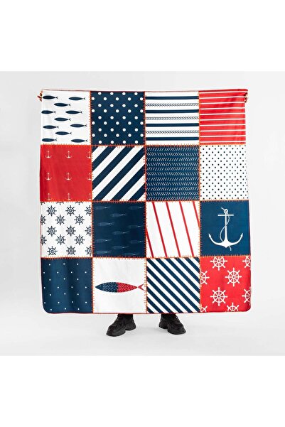 The Lucid Lab بطانية تلفزيون من الصوف المرقعة البحرية