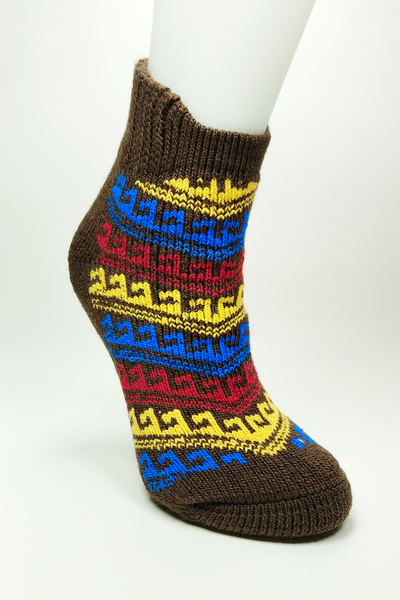 TREND Thick Winter Women's Socks Wool Towel Home Wear Booties Pattern 1 Brown