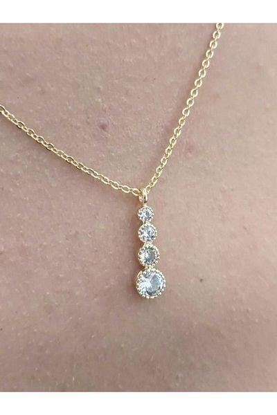 TÜKKAN ACCESSORİES GOLD 4 SIZE ZIRCON STONE NECKLACE-SLEEVE146
