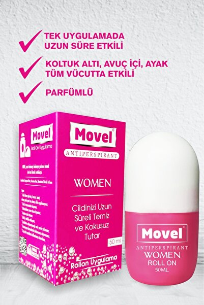 movel 4 ADET Roll On El Ayak Koltukaltı Ter Ve Ter Kokusu Önleyici Women 50ml