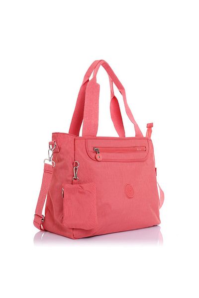 Getcho Tuder Pink Women's Daily Shoulder Bag Multi-Compartment Waterproof Crinkle Lightweight Fabric Sports Bag