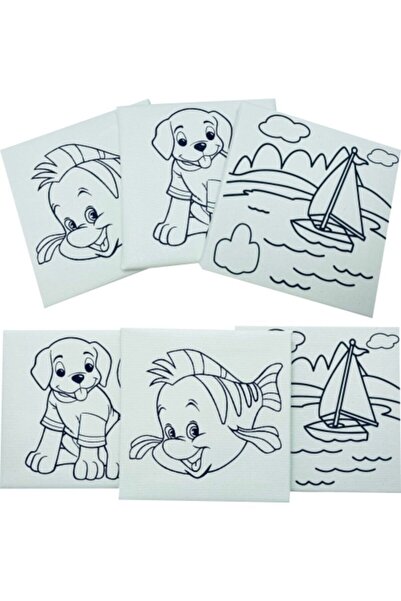 mika house Çocuk Etkinlik 17*17 Mini Kanvas Dijital Baskılı 3 Adet Tuval Boyama