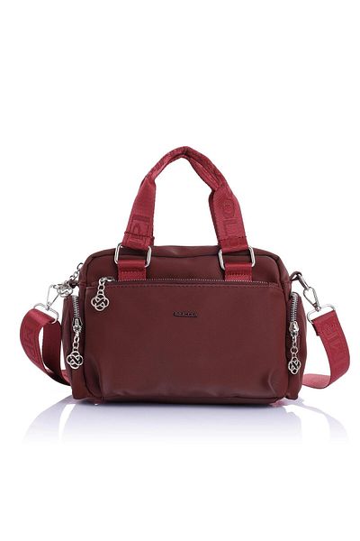 Getcho Rases Women's Burgundy Satin Multi-Eye Functional Bag with Shoulder Strap and Cross Strap Suitable for Daily Use