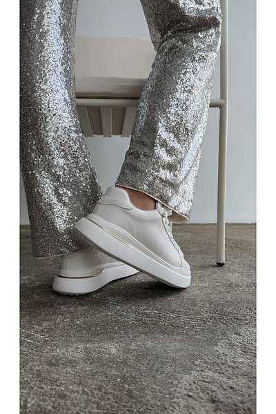 selinshoes Pantofi de damă cu șireturi Elegance Gold - ALBI