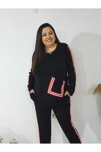 Melis Designer Костюм с кръстосани джобове за големи размери