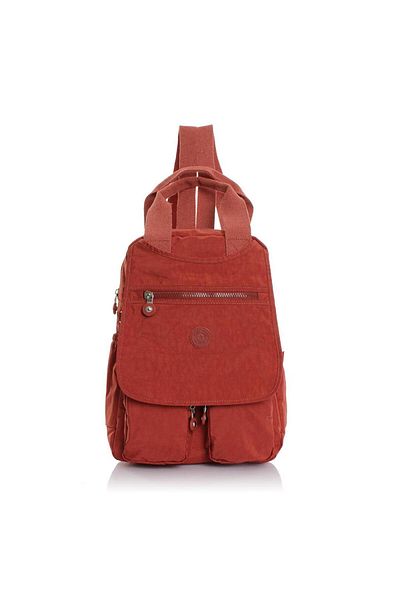 Getcho Varena Women's Orange Backpack Multi-Eye Waterproof Daily Cloth Fabric Large Bag with Laptop Compartment