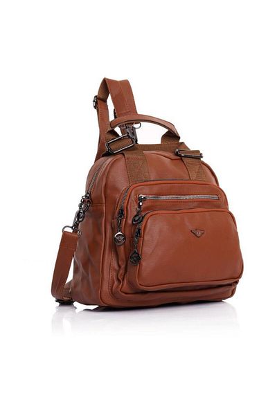 Getcho Modi Satin Women's Tan Handbag Cross Strap Shoulder Use Large Volume Multi-Eye Model