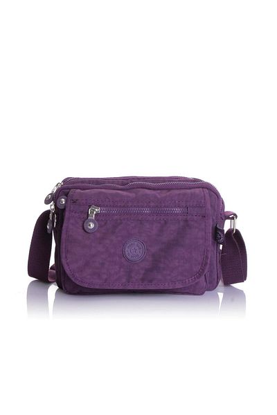 Getcho Elenor Women's Purple Crossbody Bag Multi-Eye Waterproof Fabric Crinkle Lightweight Daily Zipper Model