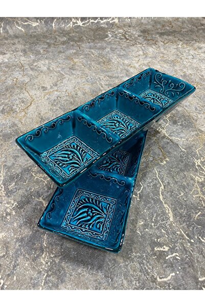 bi seramik Bölmeli Seramik Çerez Tabağı 2 Adet