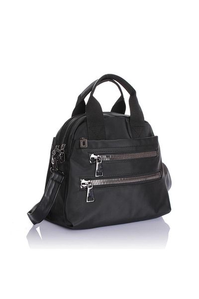 Getcho Biens Women's Black Double Zipper Hand and Shoulder Bag – Short Handle, Cross Strap, Casual