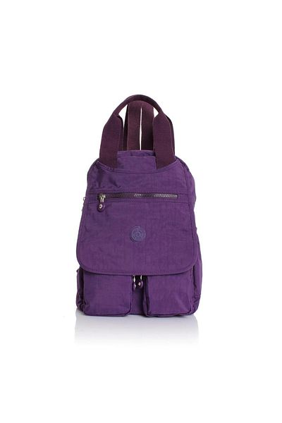 Getcho Varena Purple Women's Mink Backpack Multi-Eye Waterproof Daily Crinkle Wide Bag with Laptop Compartment