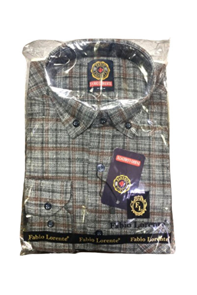 Nacar Erkek Siyah Uzun Kol Kalın Kışlık Baba Gömlek Rahat Kesim Kareli Oduncu Gömlek