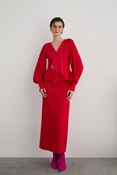 GİZİA İşleme Detaylı Arkası Fermuarlı Pembe Bluz