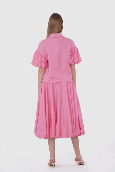 GİZİA Embroidered Pink Blouse with Balloon Sleeve