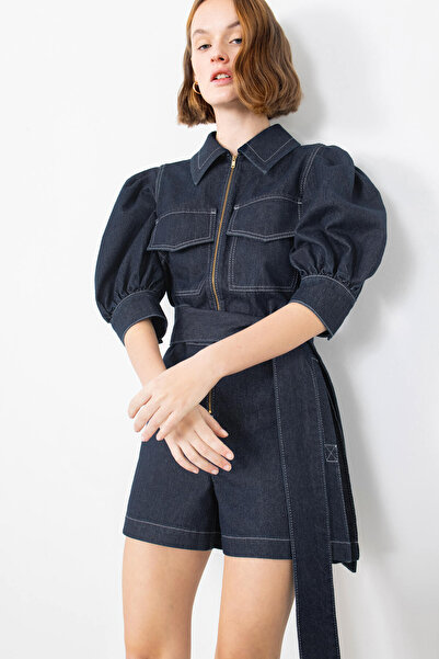 GİZİA Nakışlı Işleme Detaylı Kuşaklı Jean Tulum