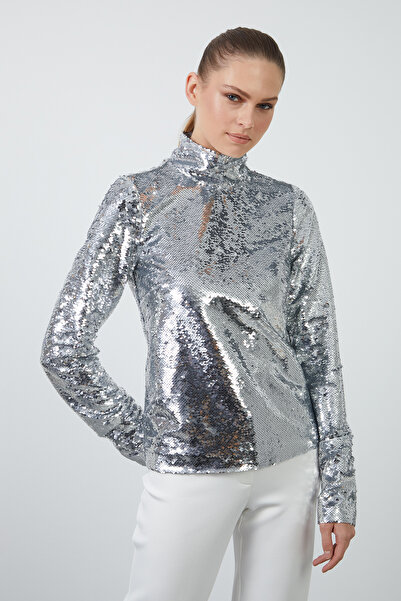 GİZİA Payetli Gri Bluz