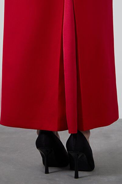 GİZİA Arkası Yırtmaçlı Düz Form Uzun Pembe Etek