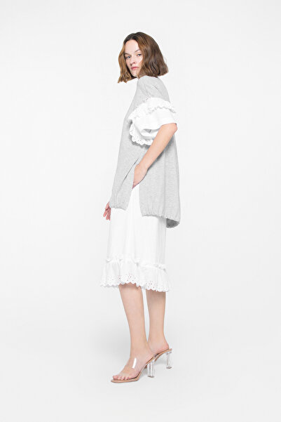 GIZIA SPORT Yuvarlak Yaka Midi Gri Spor Elbise