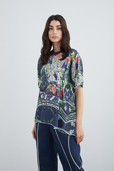 GİZİA Ense Fermuar Detaylı Kısa Kollu Asimetrik T-shirt