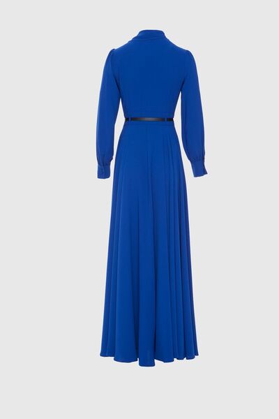 kı.we Dark Blue Long Dress with Belt Detail